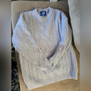 Aelfric Eden Light Gray Cable Knit Crewneck Sweater